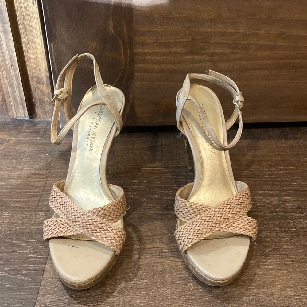 Ladies size 7 sandal heels cork